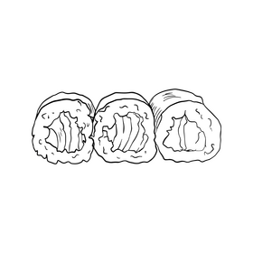 Sushi rolls illustration black and white clipart