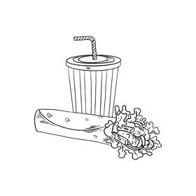 Mexican fast food with coke black and white clipart