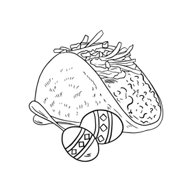 Mexican taco black and white clipart