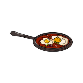Omelette on pan drawing clipart