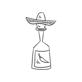 Mexican tequila black and white clipart