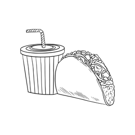 Cartoon mexican food black and white clipart free download