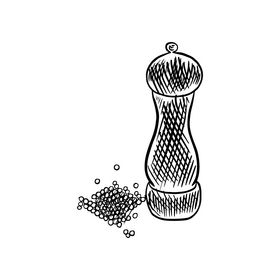 Black pepper black and white clipart