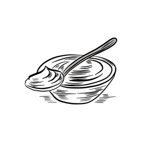 Yogurt cartoon black and white clipart
