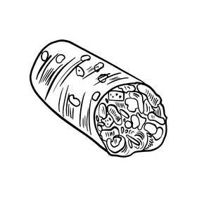 Burrito drawing black and white clipart