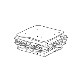 Sandwich black and white clipart