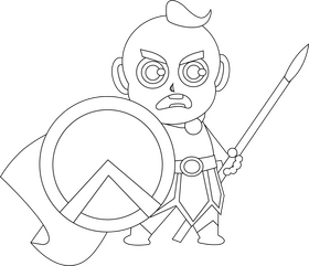 Spartan baby black and white clipart