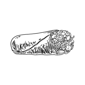 Shawarma drawing black and white clipart