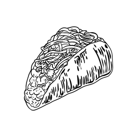 Taco mexican food black and white clipart