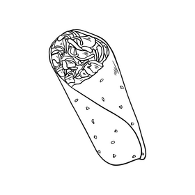 Shawarma illustration black and white clipart
