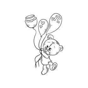 Teddy bear illustration black and white clipart