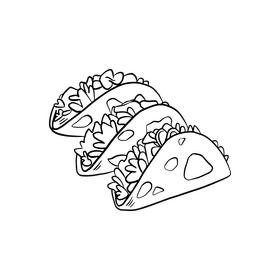 Taco mexican food black and white clipart