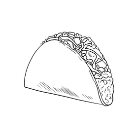 Taco black and white clipart