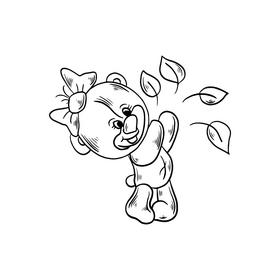 Cute teddy bear black and white clipart