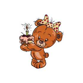 Teddy bear with cupcake clipart
