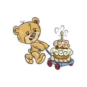Teddy bear with cake clipart