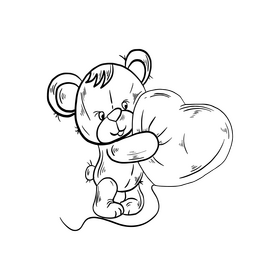 Teddy bear black and white clipart