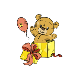 Teddy bear in gift box clipart