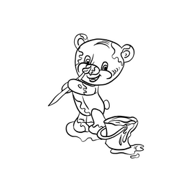 Teddy bear black and white clipart