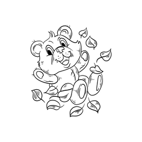 Cute teddy bear black and white clipart