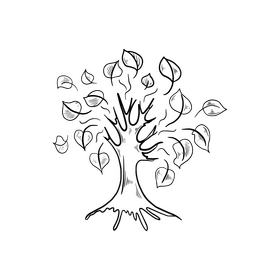 Green tree black and white clipart