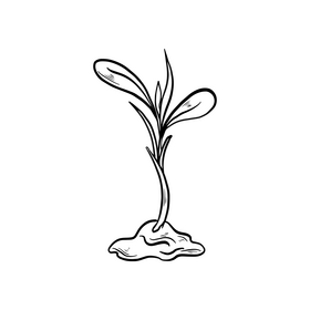 Plant cartoon black and white clipart