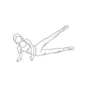 Fitness girl training black and white clipart