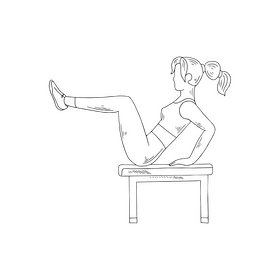 Cartoon girl training black and white clipart