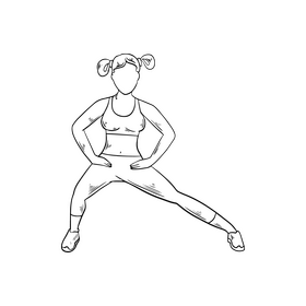 Free girl doing gymnastics black and white clipart