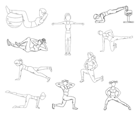 Girl doing gymnastics drawing black and white vector