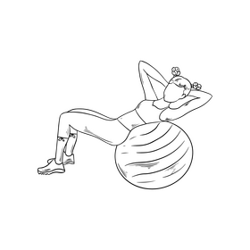 Gymnastics with ball drawing black and white clipart