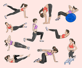 Girl doing exercises vector