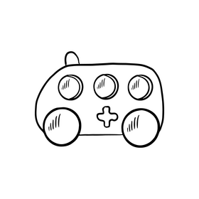 Wooden ambulance toy cartoon black and white clipart