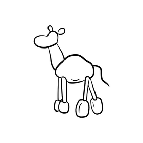 Wooden camel toy cartoon black and white clipart