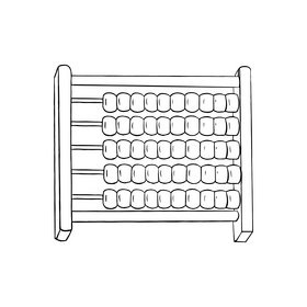 Wooden abacus toy black and white clipart