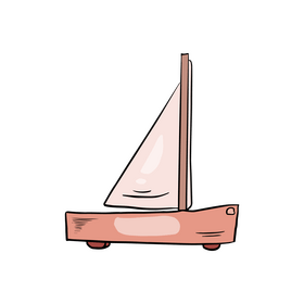 Kids boat, sailboat wooden toy clipart