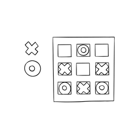 Wooden tic tac toe board game black and white clipart