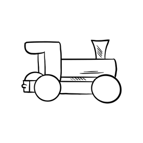 Free wooden locomotive train toy black and white clipart