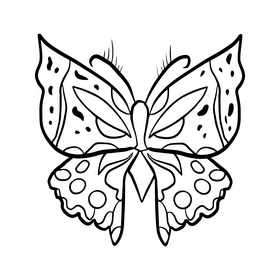 Butterfly cartoon black and white clipart