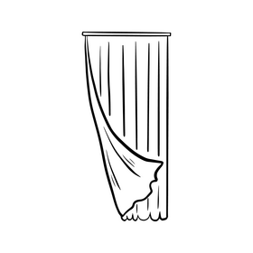Curtain cartoon black and white clipart