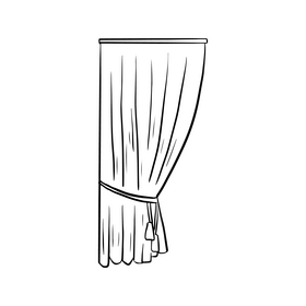 Curtain illustration black and white clipart