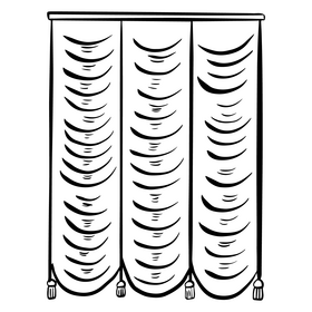 Curtain cartoon black and white clipart