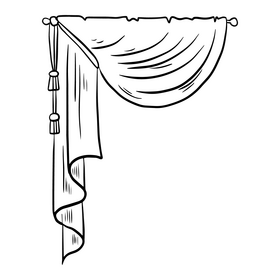 Free curtain illustration black and white clipart