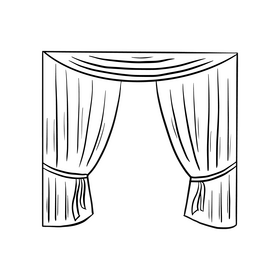 Curtain drawing black and white clipart