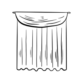 Curtain drawing black and white clipart