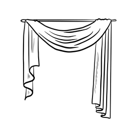 Curtains black and white clipart