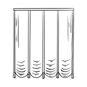 Curtains drawing black and white clipart free download