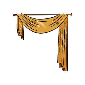 Orange curtains drawing clipart