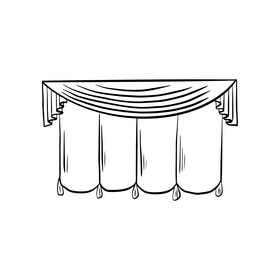 Curtain illustration black and white clipart