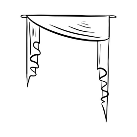 Curtain cartoon black and white clipart